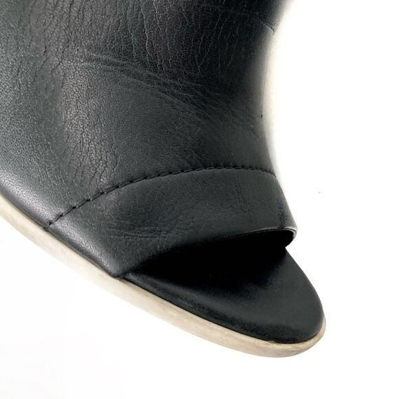 Vince Allison Black Leather Peep Toe Mules 36 | Sculptural Block Heel Slides - Picture 15 of 16